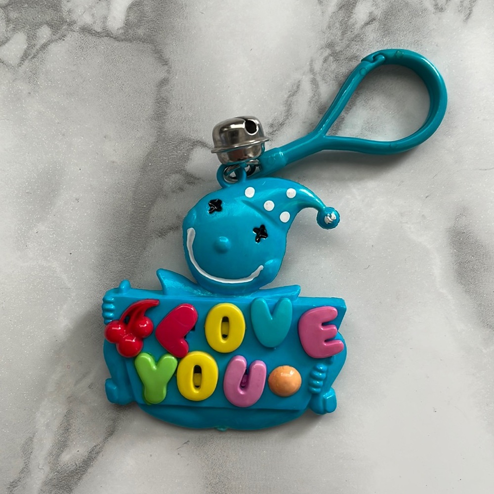 Vintage 1980s Plastic Charm Necklace keychain -  Love you